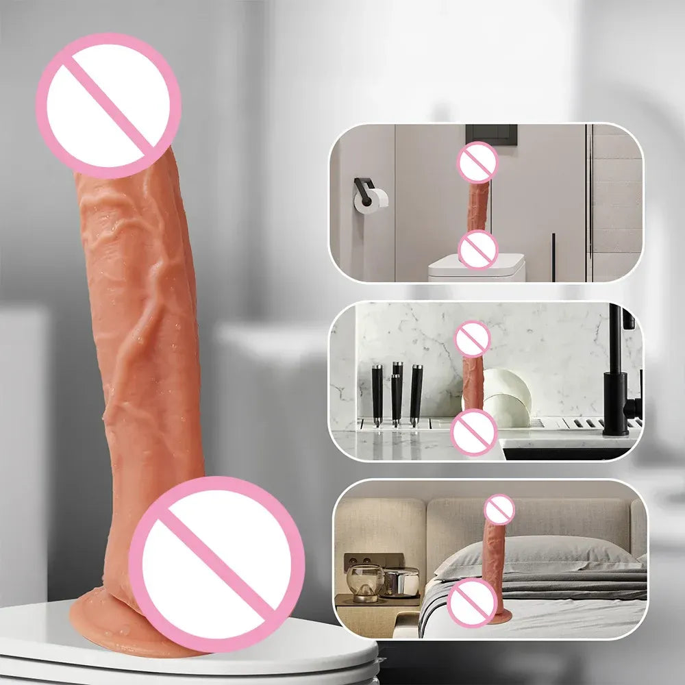 11 Inch Realistic Skin Dildo - Soft Silicone - Suction Cup