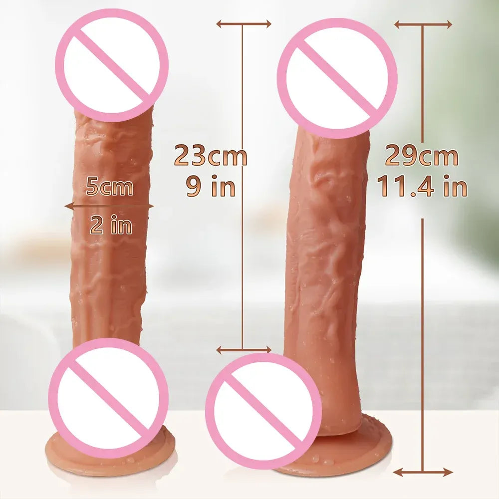 11 Inch Realistic Skin Dildo - Soft Silicone - Suction Cup
