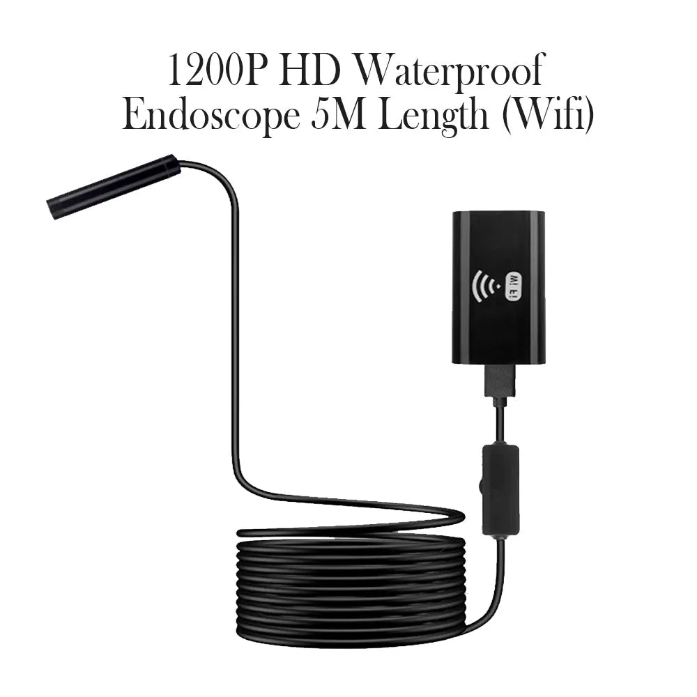 Vibe Geeks 1200P HD Waterproof Endoscope 5M Length - USB