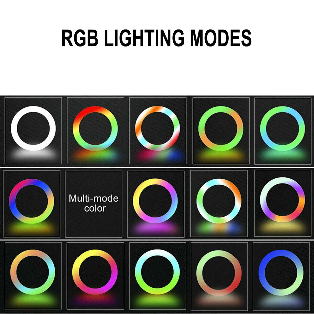 Vibe Geeks 26cm RGB LED Selfie Ring Fill Light with Tripod