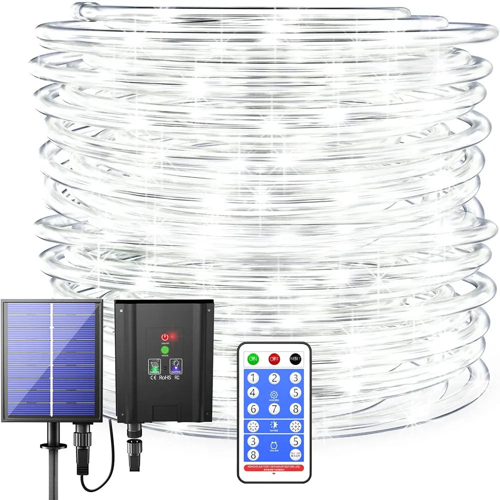 Vibe Geeks 66FT 200 LEDS 8 Modes Solar Powered Fairy String