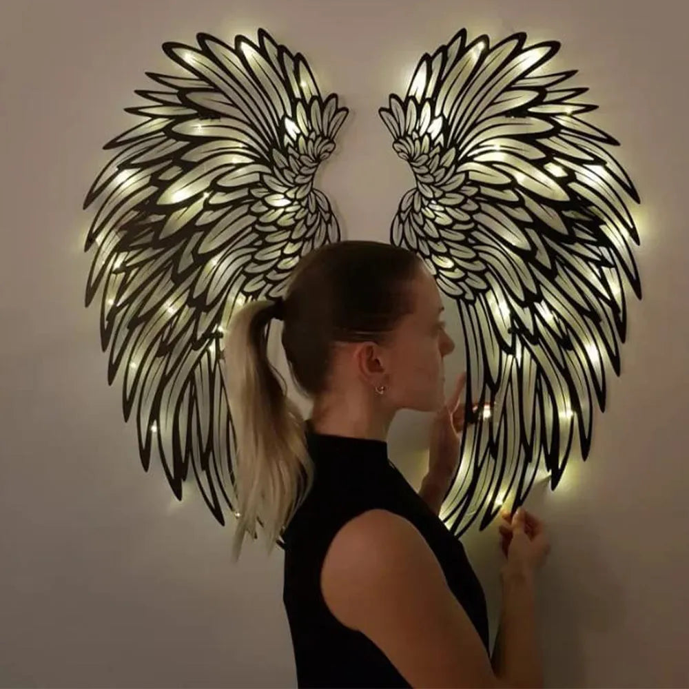 Vibe Geeks Angel Wings Metal Wall Decor with LED Light