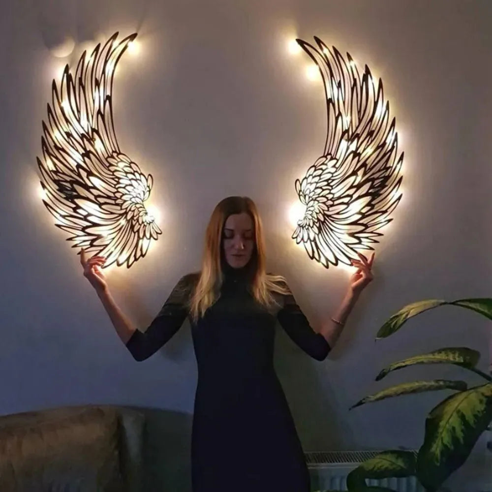 Vibe Geeks Angel Wings Metal Wall Decor with LED Light