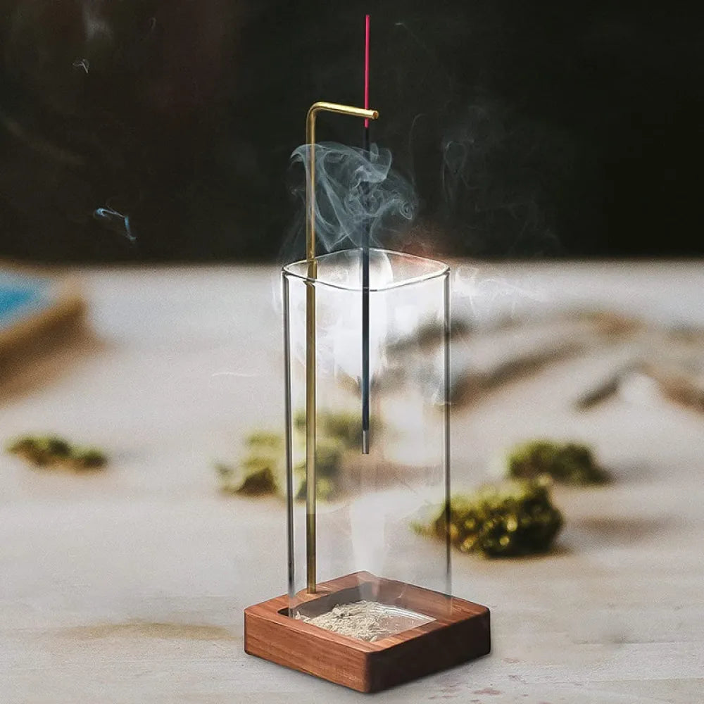 Vibe Geeks Inverted Vertical Incense Stick Holder Glass