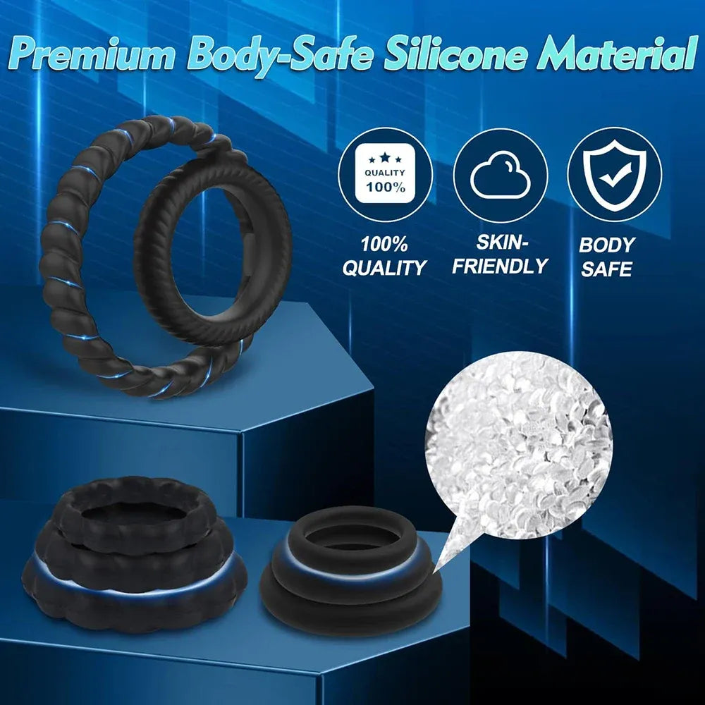 7Pc Silicone Cock Rings For Couples Delay Ejaculation &