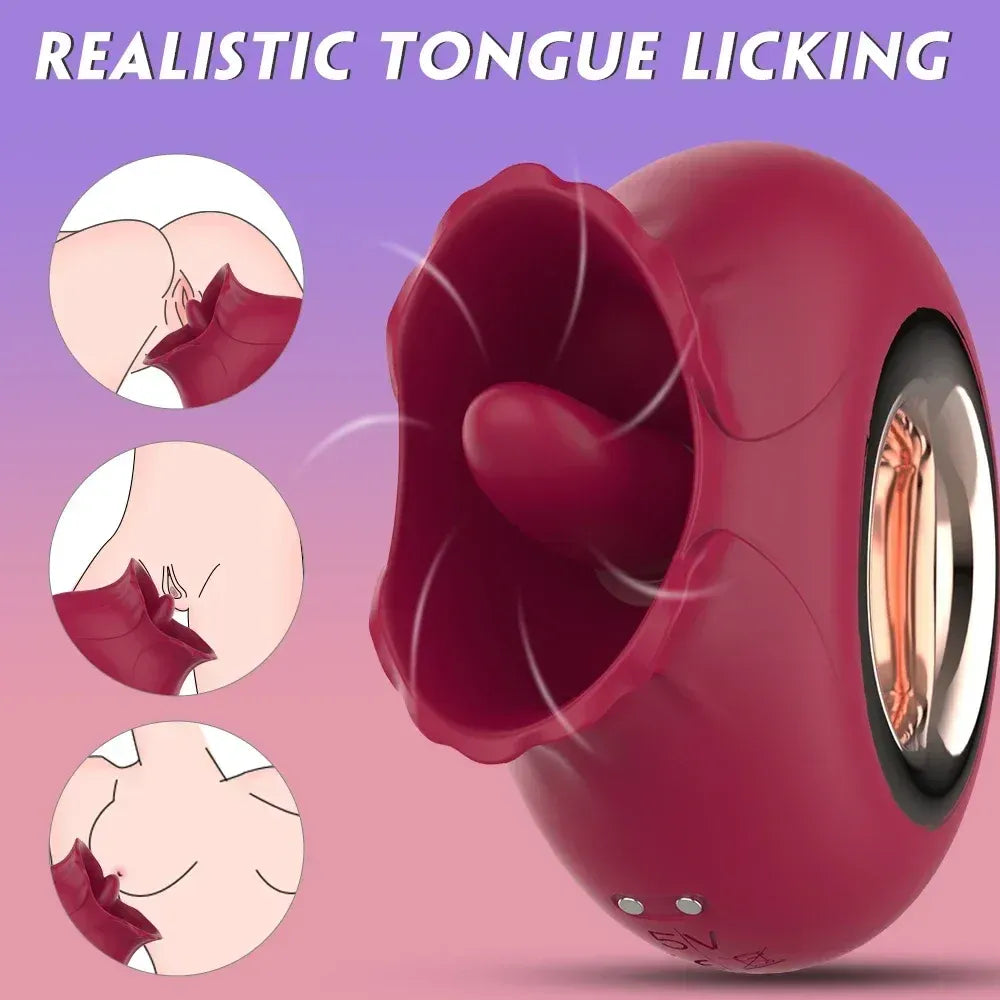 9 Mode Waterproof Licking & Vibrating Rose Toy For Women