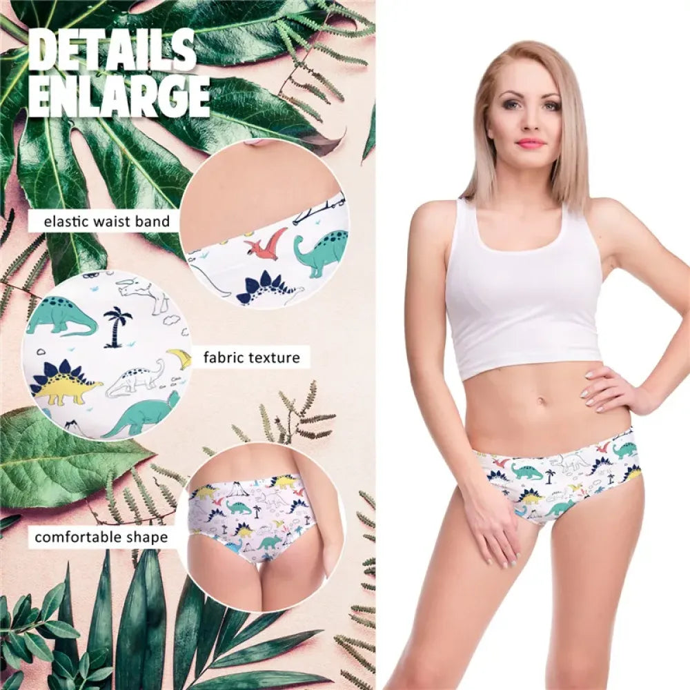 DeanFire Super Soft Women 3D Panties Underwear DINOSAURS