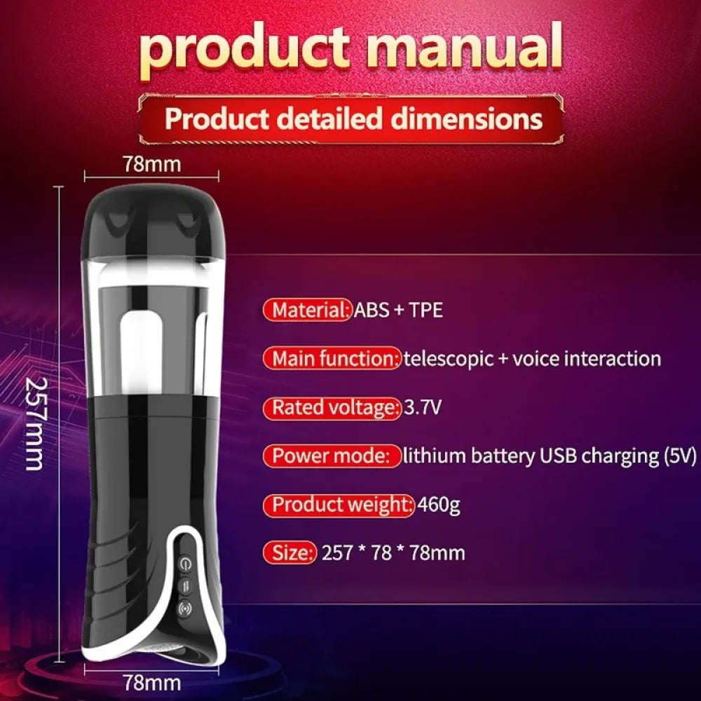 Electric Male Masturbator Realistic Telescopic Cup for Mens