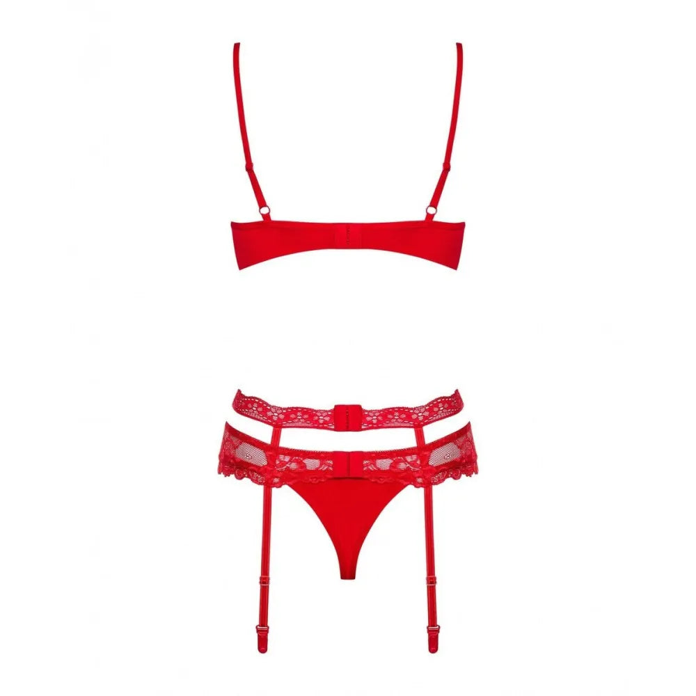 Lace Underwear Set By Obsessive Heartina Red S/M
