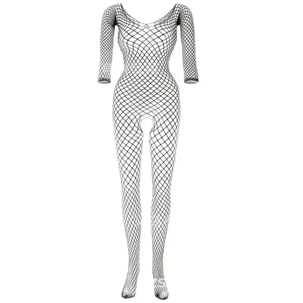 Off Shoulder Fishnet Crotchless Bodystocking