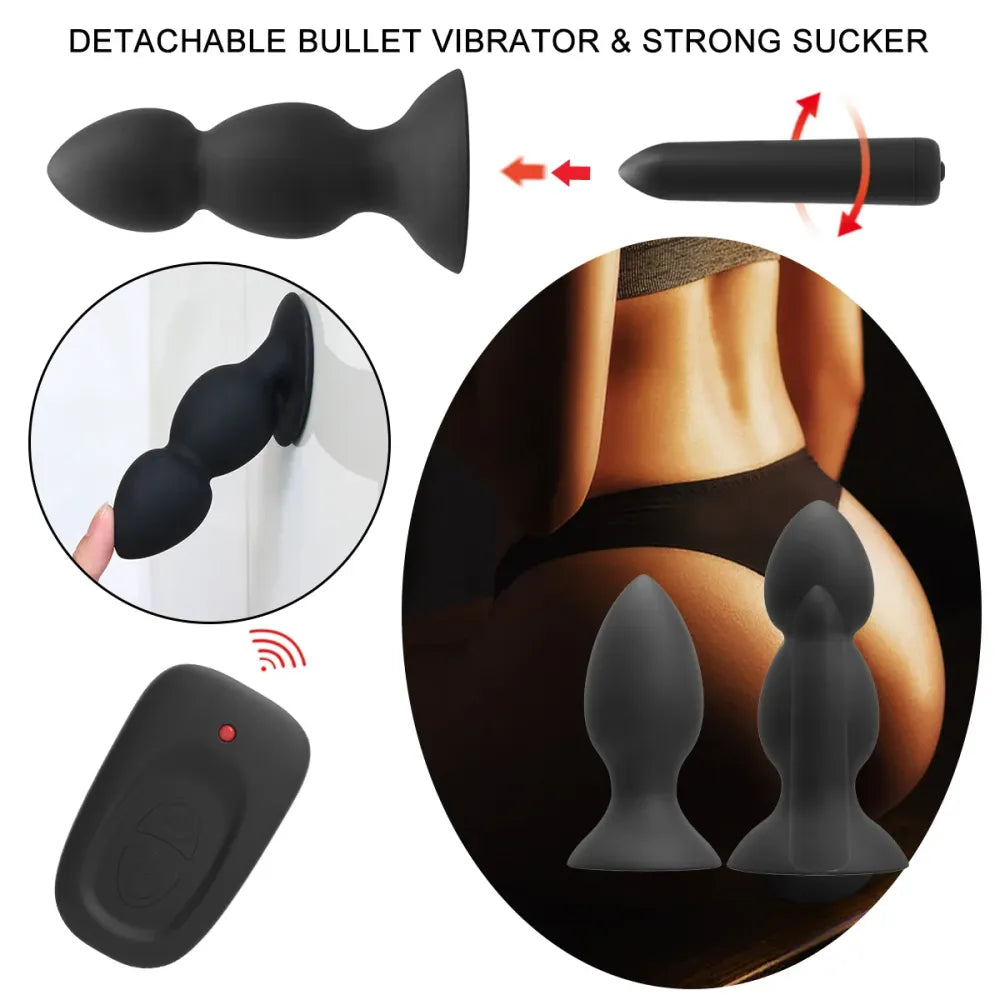 Silicone Anal Vibrator With Suction Cups And Prostate