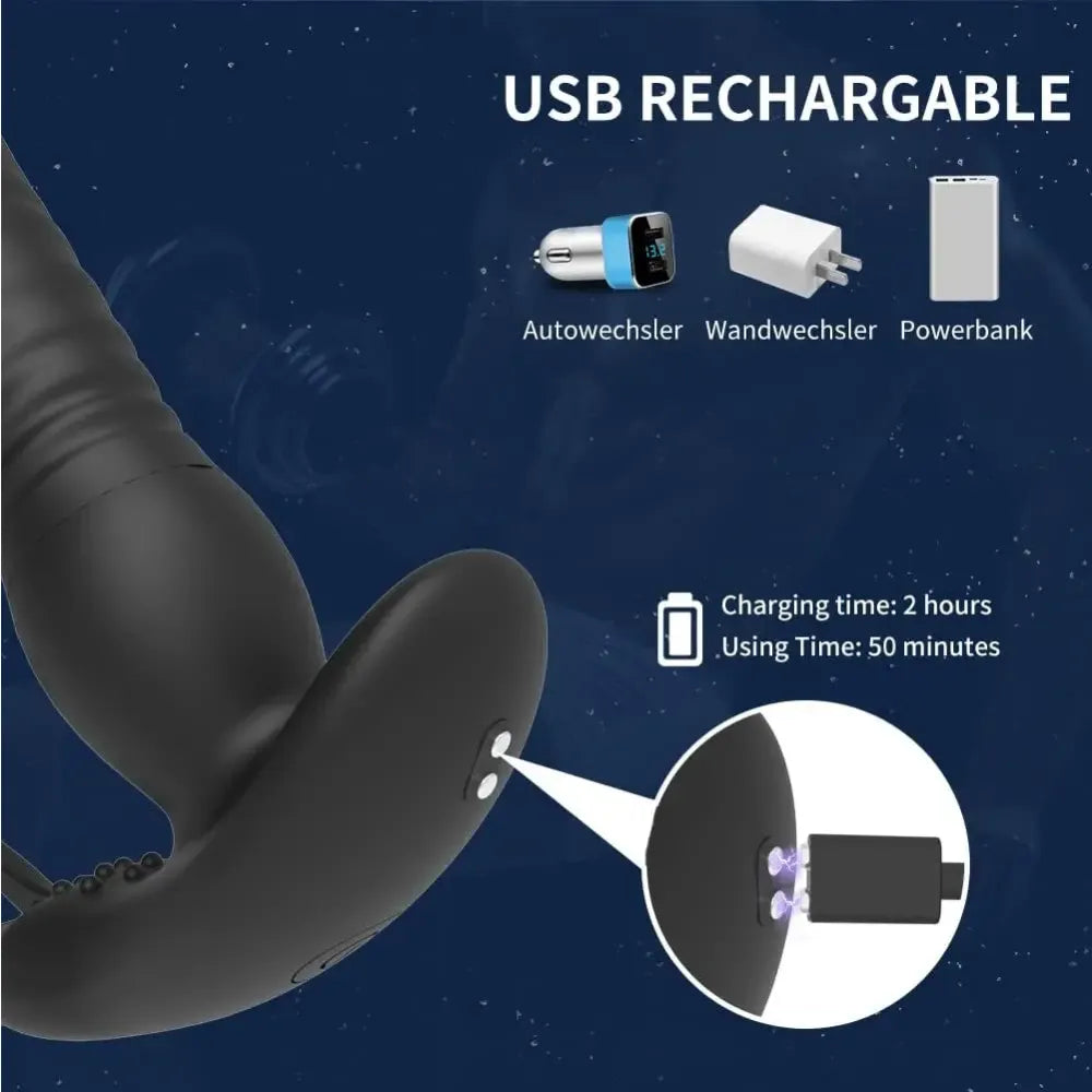 Wireless Anal Vibrator With Thrusting Plug